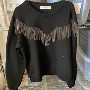 Black Crew with Silver Fringe